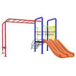 ชุดหอสไลด์80รางคู่+ บาร์โหน เครื่องเล่นสนามกลางแจ้ง เหล็ก ของเล่น สั่งทำ 10-20 วัน