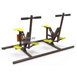 บริหารแขน-เข่า-ลดหน้าท้อง (แบบม้าโยกคู่) เครื่องออกกำลังกาย, กลางแจ้ง, ลานกีฬา, อเนกประสงค์, สนามกีฬา