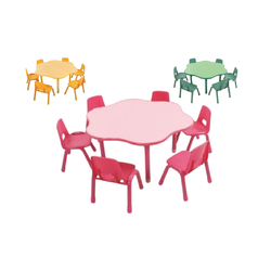 ชุดโต๊ะดอกไม้น่ารัก พร้อมเก้าอี้ 6 ที่นั่ง โต๊ะเก้าอี้นักเรียน,โต๊ะเด็ก,เก้าอี้เด็ก,อนุบาล-ประถม,โต๊ะกิจกรรม,โต๊ะพลาสติกขาเหล็ก,โต๊ะเขียนหนังสือเด็ก สั่งนำเข้า ขนาดความยาวโต๊ะ 100-120 ซม. ขนาดความสูงโต๊ะ 48-56 ซม.