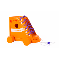 รถลากเชือกผูกรองเท้า , ของเล่นไม้, ของเล่นเสริมพัฒนาการ, ของเล่นเด็กอนุบาล, สื่อการสอนเด็กอนุบาล