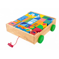 รถลากบล็อกสร้างเมือง , ของเล่นไม้, ของเล่นเสริมพัฒนาการ, ของเล่นเด็กอนุบาล, สื่อการสอนเด็กอนุบาล