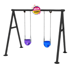 ชิงช้า 2 ที่นั่ง/สำหรับเด็กเล็ก ปรับใหม่ตามมาตรฐาน มอก,เครื่องเล่นสนาม กลางแจ้ง เหล็ก,ชิงช้า,OutdoorPlayground, ราคาโรงงาน สินค้าสั่งทำ 10-20 วัน ขนาด 150x350x190 ซม.