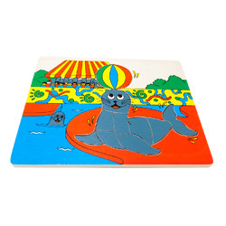 ภาพตัดต่อใหญ่ แมวน้ำ (10 ชิ้น) , ของเล่นไม้, ของเล่นเสริมพัฒนาการ, ของเล่นเด็กอนุบาล