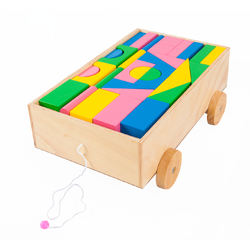 รถลากบล็อก 105 ชิ้น (ทำสี) , ของเล่นไม้, ของเล่นเสริมพัฒนาการ, ของเล่นเด็กอนุบาล, สื่อการสอนเด็กอนุบาล