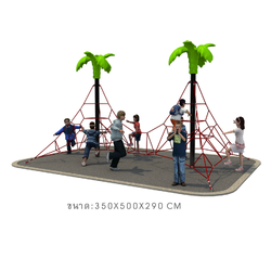 ปีนป่ายใยแมงมุม 2 โดมพร้อมต้นไม้ เครื่องเล่นสนามกลางแจ้ง ปีนป่ายเชือก สั่งนำเข้า