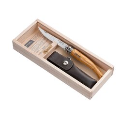No.10 Slim Knife Olive Wood Handle + Sheath Set