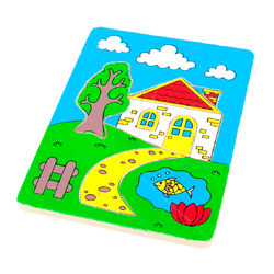 จิ๊กซอ ภาพตัดต่อบ้านเล็ก (7 ชิ้น) , ของเล่นไม้, ของเล่นเสริมพัฒนาการ, ของเล่นเด็กอนุบาล