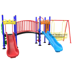 ชุดหอปีนป่าย+ สไลด์ 80 +ชิงช้ากระเช้า เครื่องเล่นสนาม กลางแจ้ง เหล็ก, สไลเดอร์,ของเล่นสั่งทำ 10-20 วัน ขนาด 340x570x 200 ซม.