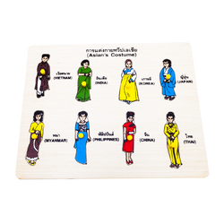 ภาพตัดต่อ เครื่องแต่งกายเพื่อนบ้านของเรา , ของเล่นไม้, ของเล่นเสริมพัฒนาการ, ของเล่นเด็กอนุบาล, สื่อการสอนเด็กอนุบาล