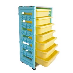 ชุดตู้วางของ 7 ชั้น พร้อมถาดในชุด (แบบเคลื่อนที่) , ชั้นวางของ,เฟอร์นิเจอร์เด็ก พร้อมส่ง คิดค่าส่งตามจริง ขนาด 33 x 49 x96 ซม.