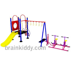 ชุดหอสไลด์80 +ห่วงโหน +ม้าโยกบัดดี้ เครื่องเล่นสนามกลางแจ้ง เหล็ก ของเล่น สั่งทำ 10-20 วัน ขนาด 400x630x220 ซม.