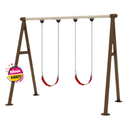 เครื่องเล่นสนามกลางแจ้ง เครื่องเล่นสนามเหล็ก ชุดชิงช้า 2 ที่นั่ง สินค้าผลิตในไทย มีมอก. สั่งทำสีตามต้องการได้ ขนาด 150x350x190ซม.