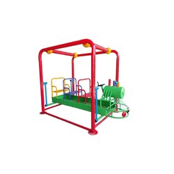 เครื่องเล่นสนามกลางแจ้ง เหล็ก ชุดรถไฟโยก 6 ที่นั่งปรับขนาดใหม่ตามมาตรฐาน มอก. รถโยก Outdoor Playground, ราคาโรงงาน ขนาด 130x 200x 175 ซม.