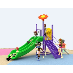 เครื่องเล่นสนามกลางแจ้ง ชุดสถานีดอกไม้สไลเดอร์คู่,กระดานลื่น,สไลเดอร์,ครุภัณฑ์สนามเด็กเล่น, สพฐ,โครงการโรงเรียนประชารัฐ playground,เครื่องเล่นสนาม, สนามเด็กเล่น ขนาด 120x200x200 ซม.