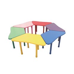 ชุดโต๊ะสี่เหลี่ยมคางหมู 6 ตัว โต๊ะเก้าอี้นักเรียน,โต๊ะเด็ก,เก้าอี้เด็ก,อนุบาล-ประถม,โต๊ะกิจกรรม,โต๊ะพลาสติกขาเหล็ก,โต๊ะเขียนหนังสือเด็ก สั่งนำเข้า ขนาด ย. 205* ส. 48-56 ซม.