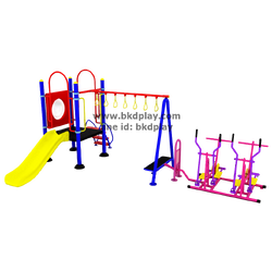 ชุดหอสไลด์80 +ห่วงโหน +วิ่งล้อถ่วงบัดดี้ เครื่องเล่นสนามกลางแจ้ง เหล็ก ของเล่น สั่งทำ 10-20 วัน ขนาด 400x630x220 ซม.