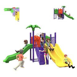 เครื่องเล่นสนามกลางแจ้ง ชุดซัมเมอร์ 3 สไลด์,กระดานลื่น,สไลเดอร์,ครุภัณฑ์สนามเด็กเล่น, สพฐ,โครงการโรงเรียนประชารัฐ playground,เครื่องเล่นสนาม, สนามเด็กเล่น ขนาด 220x290x220 ซม.