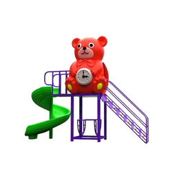 เครื่องเล่นสนามกลางแจ้ง ชุดหมีน้อยสอนเลข,กระดานลื่น,สไลเดอร์,สไลเดอร์วน,ครุภัณฑ์สนามเด็กเล่น, สพฐ,โครงการโรงเรียนประชารัฐ playground,เครื่องเล่นสนาม, สนามเด็กเล่น ขนาด 120x270x230 ซม.