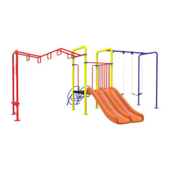 ชุดรวมk ชุดหอสไลด์ 80 รางคู่+บาร์โหน+ชิงช้า 2 ที่นั่ง,เครื่องเล่นสนามกลางแจ้ง,เครื่องเล่นสนามแบบเหล็ก,ชิงช้า,ครุภัณฑ์สนามเด็กเล่น,สไลเดอร์,งบสพฐ,สินค้าผลิตในไทย ขนาด 430 x 610 x 250 ซม.