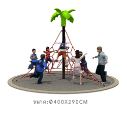 ปีนป่ายใยแมงมุม 1 โดมพร้อมต้นไม้ , เครื่องเล่นสนามกลางแจ้ง ปีนป่ายเชือก สั่งนำเข้า