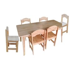 ชุดโต๊ะเก้าอี้ไม้ยางพาราสำหรับเด็กนักเรียนพร้อมเก้าอี้6 ตัว, โต๊ะสี่เหลี่ยมผืนผ้า,โต๊ะไม้, โต๊ะเรียนกลุ่มสำหรับอนุบาลถึงประถม สินค้าผลิตในไทยมีพร้อมส่ง ขนาด 60x120x55 cm.