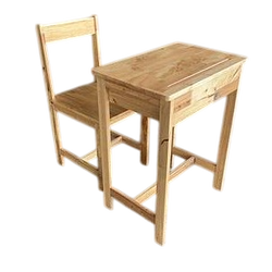 โต๊ะเรียนไม้ ชุดโต๊ะพร้อมเก้าอี้ เรียนเดี่ยว ไม้แท้ ผลิตในไทย เฟอร์นิเจอร์เด็ก สำหรับเด็กอนุบาล-ประถม ขนาดโต๊ะ 60*40*75ซม.