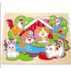 ภาพตัดต่อ สัตว์เลี้ยง , ของเล่นไม้, ของเล่นเสริมพัฒนาการ, ของเล่นเด็กอนุบาล, สื่อการสอนเด็กอนุบาล