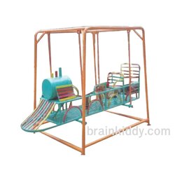 รถไฟเล็ก, เครื่องเล่นสนามกลางแจ้ง , เครื่องเล่นสนามแบบเหล็ก,ชิงช้า,สไลเดอร์,โยกเยกเหล็ก, ม้าหมุน, OutdoorPlayground, ราคาโรงงาน ขนาด:120x170x150 ซม.