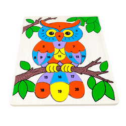 ภาพตัดต่อนกฮูกนับเลข , ของเล่นไม้, ของเล่นเสริมพัฒนาการ, ของเล่นเด็กอนุบาล