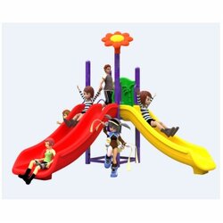 เครื่องเล่นสนามกลางแจ้ง ชุดสถานีดอกไม้ 3 สไลด์,กระดานลื่น,สไลเดอร์,ครุภัณฑ์สนามเด็กเล่น, สพฐ,โครงการโรงเรียนประชารัฐ playground,เครื่องเล่นสนาม, สนามเด็กเล่น ขนาด 200x260x190 ซม.