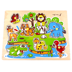 ภาพตัดต่อสัตว์ป่า , ของเล่นไม้, ของเล่นเสริมพัฒนาการ, ของเล่นเด็กอนุบาล, สื่อการสอนเด็กอนุบาล