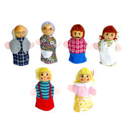 หุ่นนิ้วมือ ชุด ครอบครัว (หน้าเป็นไม้) (6 ตัว) สื่อการสอนอนุบาล,ปฐมวัย, ,ของเล่นเสริมพัฒนาการ, ของเล่นเสริมทักษะ