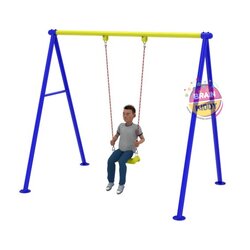 เครื่องเล่นสนามกลางแจ้ง โครงสร้างเหล็ก ชุดชิงช้า1ที่นั่ง อนุบาล มาตรฐาน มอก. Outdoor Playground, ราคาโรงงาน ผลิตในไทย ขนาด 150 x 200 x 200 ซม.