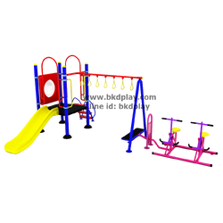 ชุดหอสไลด์80 +ห่วงโหน +ม้าโยกบัดดี้ เครื่องเล่นสนามกลางแจ้ง เหล็ก ของเล่น สั่งทำ 10-20 วัน ขนาด 400x630x220 ซม.