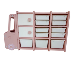 ชั้นวางของรถเด็ก 13ช่อง ชั้นเก็บของเด็ก,เฟอร์นิเจอร์เด็ก รถบัส พร้อมส่ง คิดค่าส่งตามจริง