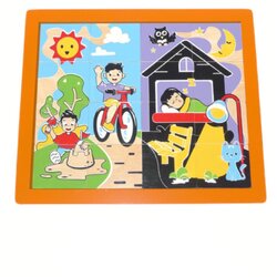 ภาพตัดต่อ กลางวัน-กลางคืน , ของเล่นไม้, ของเล่นเสริมพัฒนาการ, ของเล่นเด็กอนุบาล, สื่อการสอนเด็กอนุบาล