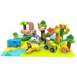 บล็อกตัวต่อสัตว์ป่าผจญภัยในป่า (80ชิ้น) ,ของเล่นไม้, บล็อกไม้, บล็อกต่อ,ของเล่นเสริมทักษะการเรียนรู้, ของเล่นเสริมพัฒนาการเด็กอนุบาล, สื่อการสอนปฐมวัย, พร้อมส่ง