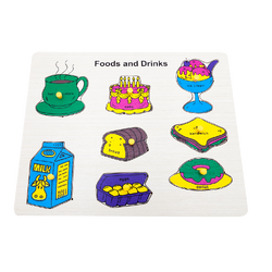 ภาพตัดต่อ อาหาร-เครื่องดื่ม , ของเล่นไม้, ของเล่นเสริมพัฒนาการ, ของเล่นเด็กอนุบาล, สื่อการสอนเด็กอนุบาล