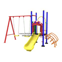 ชุดหอหอสไลด์-ปีนป่าย เครื่องเล่นสนาม กลางแจ้ง เหล็ก ,บาร์โหน ตั้งพื้น ,ปีนป่าย, สไลเดอร์,ของเล่น สั่งทำ 10-20 วัน ขนาด280x380x200 ซม.