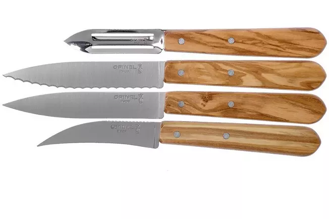 Les Essentiels olive wood peeling knife set