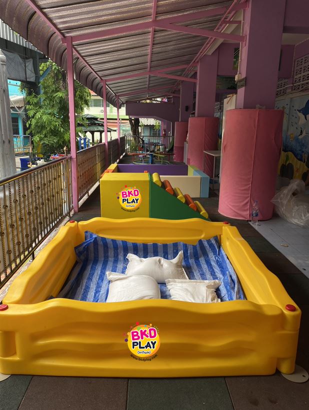 กระบะทรายสี่เหลี่ยม , กระบะทรายเด็ก, ของเล่นเด็ก,บ่อบอล ,บ่อทราย ,ของเล่นสนาม,ขนาด : 160x160x40 cm.