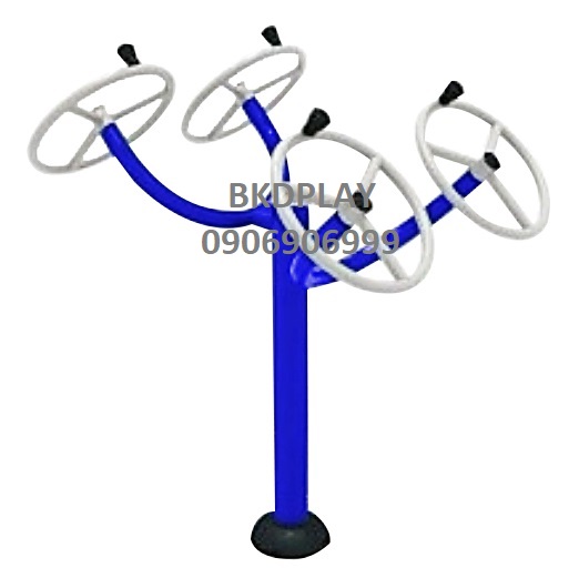 เครื่องออกกำลังกาย กลางแจ้ง ชุดอุปกรณ์ บริหารมือ แขน หัวไหล่ แบบล้อหมุน เหล็ก F-LS-11 ลานกีฬา อเนกประสงค์ สนามกีฬา ขนาด 105 x 130 x 150 ซม.