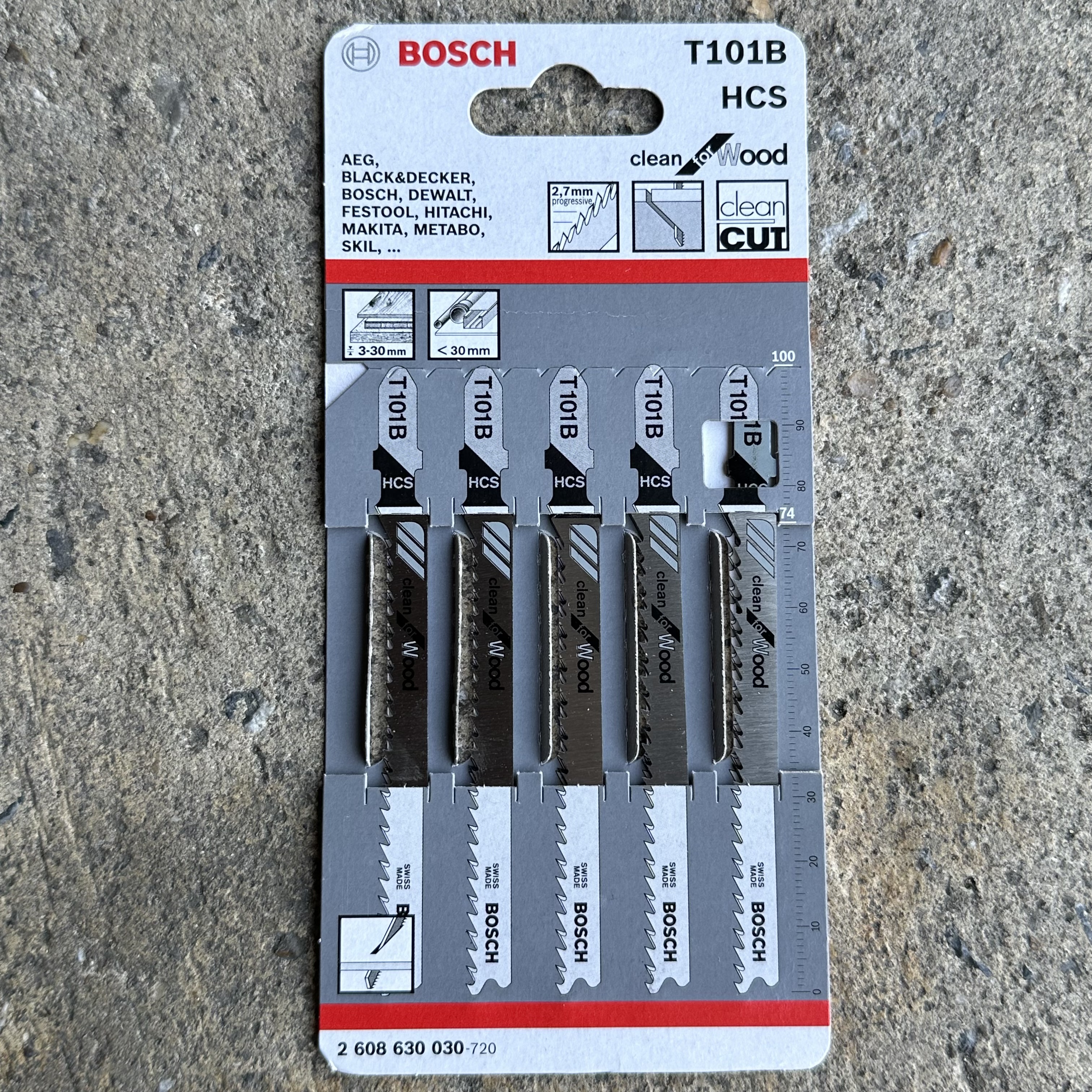 ใบจิ๊กซอว์ BOSCH T101B ไม้/ละเอียด (แพ็คละ 5ใบ)