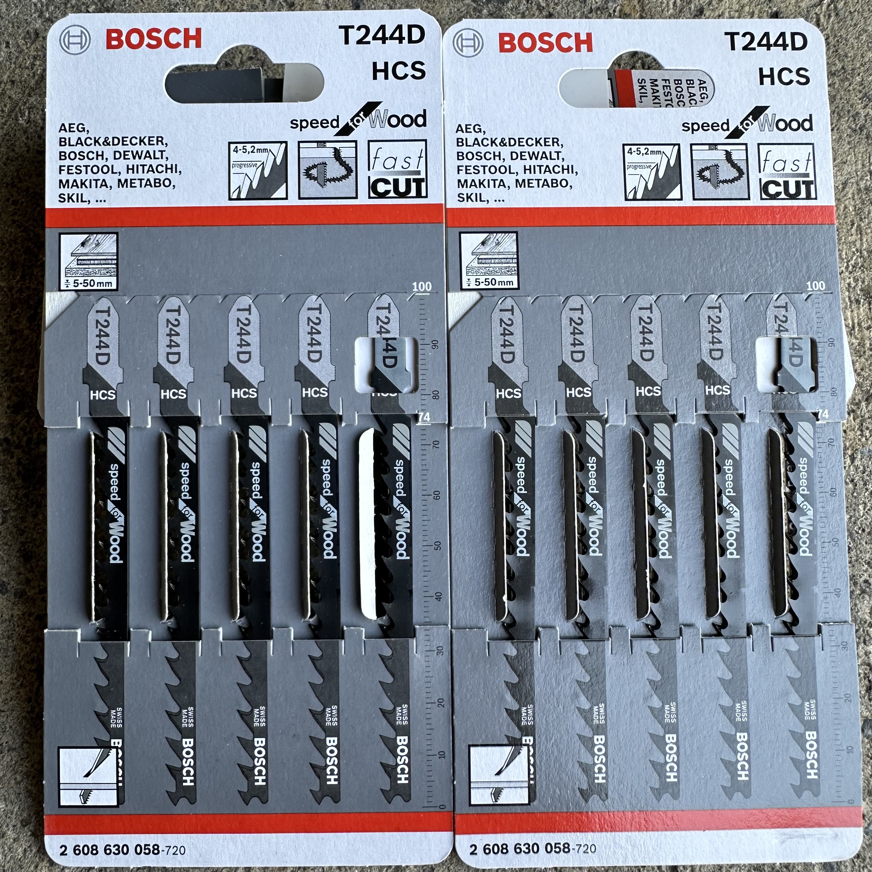 ใบจิ๊กซอว์ BOSCH T244D ไม้/ไฟเบอร์/โค้ง (แพ็คละ 5ใบ)