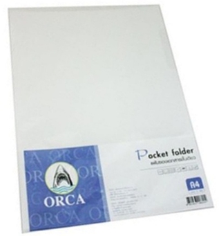 แฟ้มซองพลาสติก [ORCA] A4 สีขาวใส (12เล่ม/แพ็ค)