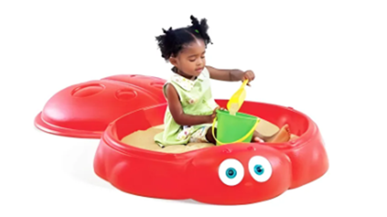 กระบะทรายแมลงเต่าทอง มีฝาปิด บ่อทรายด็ก, กระบะทรายเด็ก ,ของเล่นเด็ก บ่อทรายเด็กเล่น ,ของเล่นเสริมพัฒนาการ ขนาด 110x106x34 ซม.