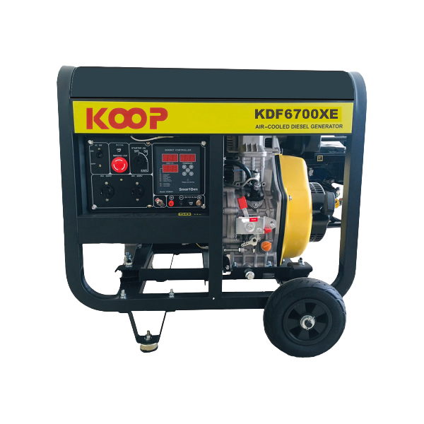5 KVA เครื่องกำเนิดไฟฟ้าดีเซล "KOOP" #KDF7500XE กำลังไฟใช้งานสูงสุด 5.5 KVA พร้อมแบตเตอรี่ กุญแจสตาร์ท 220V. 50Hz