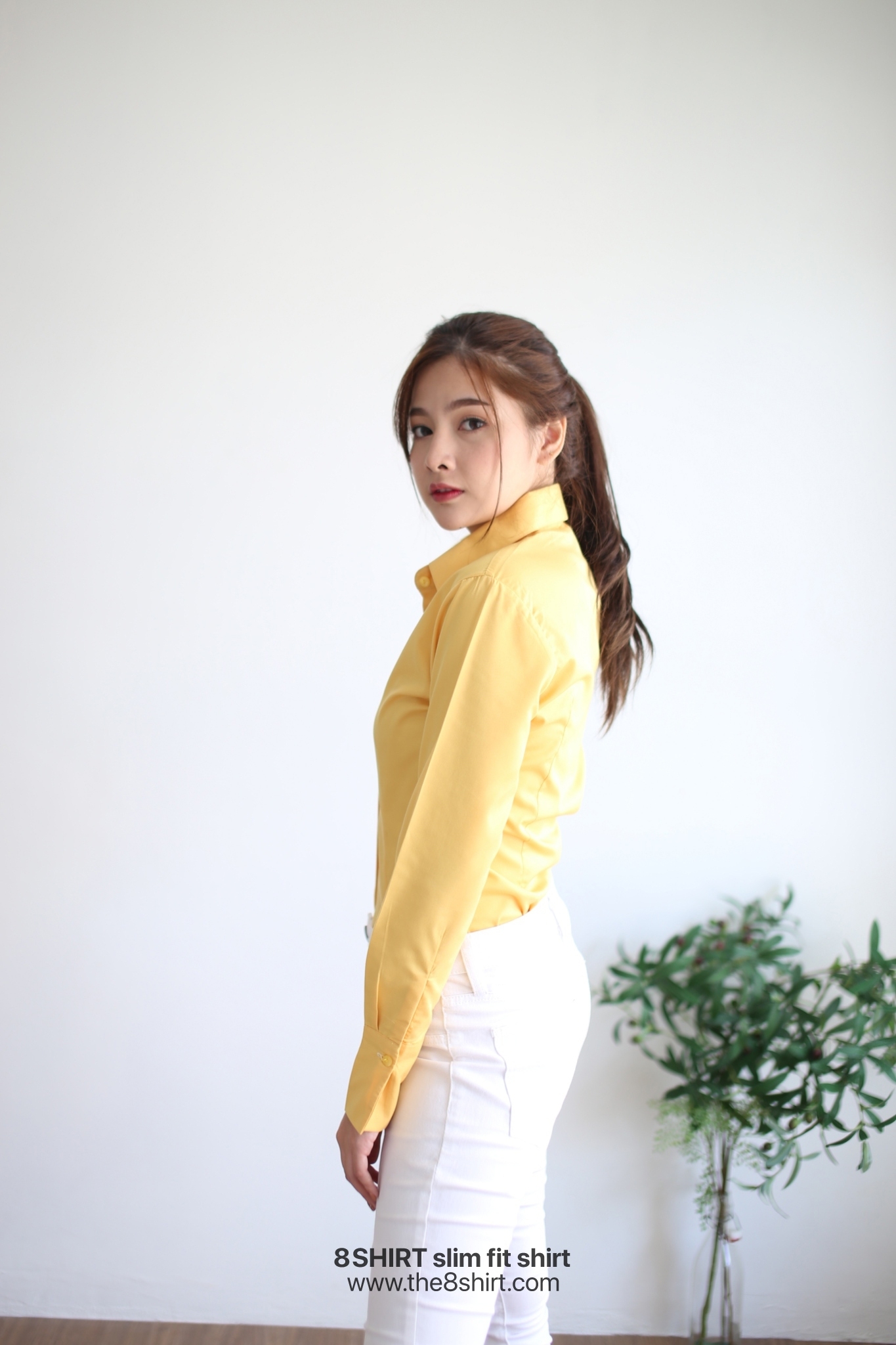 เสื้อเชิ้ตผู้หญิง สีเหลือง (Yellow) สลิมฟิต เข้ารูป แขนยาว เสื้อเชิ้ตทำงาน เสื้อยูนิฟอร์ม แบรนด์ 8SHIRT slim fit shirt พร้อมส่ง