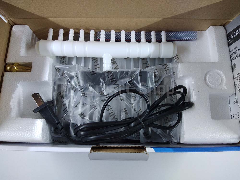 ปั้มลม ปั้มออกซิเจน ปั้มลูกสูบ 120 วัตต์ HAILEA รุ่น ACO-009 ต่อใช้งานได้ขั้นต่ำ 12 หัว