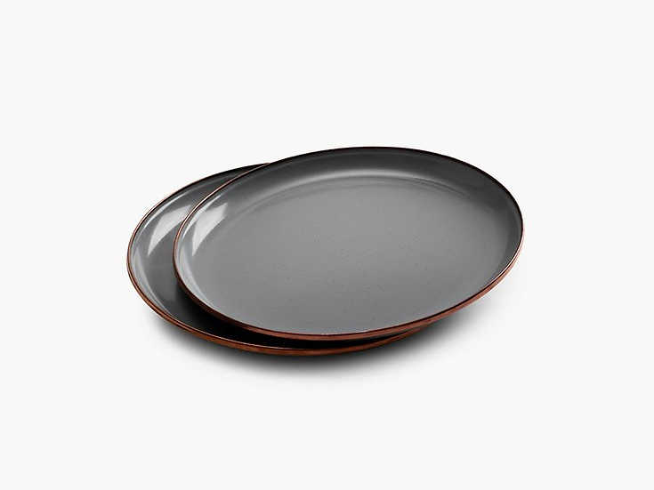 Barebones Enamel Plate Slate Gray Set of 2 CKW-358